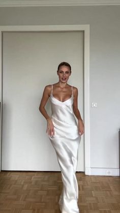 Get ready with @annamariaolbrycht ✨ Wearing Lilou: this dress showcases intricate diagonal seaming details and double cross-over straps, making it a masterpiece when you’re seeking a gown that combines classic charm with contemporary sophistication🤍 Credit: @galialahav Satin Spaghetti Strap Dress, Galia Lahav, Silk Slip Dress, Dress Satin, Silk Slip, Dress Cuts, Spaghetti Strap Dresses, Silk Satin, Crossover