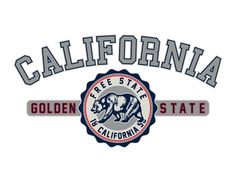 the california state seal is shown in blue and white with red, yellow, and gray letters