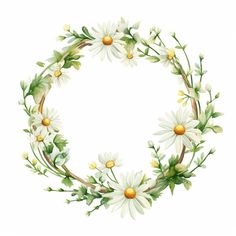 a wreath made out of daisies and leaves