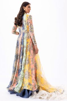 Hazan – Sania Maskatiya International Festive Organza Dress With Digital Print, Multicolor Organza Set For Reception, Multicolor Organza Anarkali Set For Reception, Multicolor Organza Floor-length Dress, Festive Organza Sets With Digital Print, Spring Festive Multicolor Lehenga, Wedding Dress With Digital Print On Organza, Organza Wedding Dress With Digital Print, Bollywood Multicolor Tissue Silk Sets