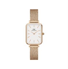 Dw Watch, Daniel Wellington Women, Daniel Wellington Watch, Jewelry Staples, White Watch, Rose Gold Watches, Mesh Bracelet, Square Watch, White Dial