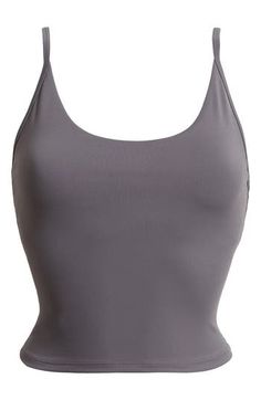 Narrow straps give a cami-hybrid look to a superstretchy tank ideal for workouts and active days. Scoop neck Adjustable straps Partially lined, with pockets to accommodate bra pads 75% nylon, 25% spandex Machine wash, tumble dry Imported Sporty Cami Tank Top With Built-in Bra, Gray Athleisure Tank Top With Built-in Bra, Sports Tank Top With Built-in Bra And Minimal Stretch, Training Tank Top With Built-in Bra And Wide Straps, High Stretch Nylon Tank Top With Built-in Bra, Workout Gray Tank Top With Built-in Bra, Athleisure Camisole With Built-in Bra, Gray Workout Tank Top With Built-in Bra, Workout Top With Built-in Bra And Second-skin Fit