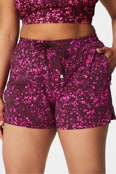 The One Short 3'' - Women's Fabletics Neon Pink Tropic Spritz female Activewear >> Womens >> Bottoms >> Shorts regular Everyday Anti-Stink/Quick-Dry Stylish Workout Clothes, Female Activewear, Grey And Coral, Yoga Shop, Kate Hudson, Stretch Shorts, Bottoms Shorts, 3 In One, Active Wear For Women