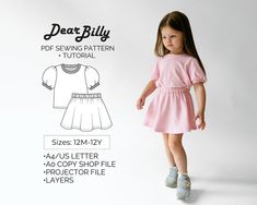 This is a girls t-shirt and  skirt set bundle PDF sewing pattern (instant download) with instructions. 'Skater Girl' set bundle pattern by DearBillyPatterns. Designed for knit fabrics. This is a PDF Sewing Pattern (instant download) in sizes 12M-18M-2T-3T-4T-5T-6Y-7Y-8Y-9Y-10Y-11Y-12Y. All sizes are included in your purchase. This is an intermediate skill level sewing pattern that requires prior sewing experience. If you have any questions while sewing-feel free to email us, we'll be more than h Skater Girl, Instructions Booklet, Skater Girls, Girls T Shirt, Sewing Pattern Sizes, Diy Baby, Pdf Sewing Patterns, Baby Stuff, Girls Tshirts