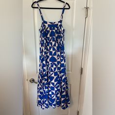 Abel The Label Midi Dress. Size S. Nwot. Blue Lined Sundress Maxi Dress, Blue Lined Midi Sundress, Blue Lined Midi Dress For Vacation, Summer Blue A-line Maxi Dress, Blue A-line Summer Maxi Dress, Blue Cotton A-line Maxi Dress, Blue A-line Cotton Maxi Dress, Blue A-line Sundress For Vacation, Blue A-line Midi Dress For Vacation