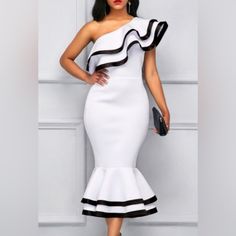 Asos One Shoulder Dress Size 6 Nwt Xhosa Attire Traditional Dresses, Xhosa Attire, Party Dress White, Best Party Dresses, Women Bodycon Dress, African Traditional Dresses, White Dress Party, African Print Fashion Dresses, African Clothing Styles