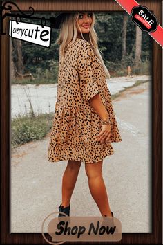 Leopard Button V Neck Tunic Dress V Neck Tunic, Jumper Dress, Mini Dresses, Women Dresses, Tunic Dress, Dresses Mini, Jumper, V Neck, Dresses