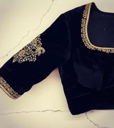 Hand embroidered ready made velvet saree blouse / crop top/stitched saree blouse usa / black saree blouse/ hand embroidered blouse/zardosi blouse/velvet saree blouse/ pure silk blouse/ black velvet maggam work blouse        It is very true that a perfect blouse is the one which makes your saree look stand out !! If you find one of such a style that you have been wanting to have then dont let it go !! we carry such unique trending blouses that instantly add a stylish look to any saree !!     Well..!! we understand that you may not get in your desired size/pattern, here you go with customization according to your size/pattern which we can deliver in 1-2 weeks of time period !!      Here is a beautiful pure velvet Hand embroidered saree blouse in black color that has heavy intricate embossed Velvet Blouse Maggam Work Designs, Fitted Velvet Traditional Wear With Resham Embroidery, Traditional Fitted Velvet Saree, Velvet Unstitched Blouse For Wedding, Fitted Velvet Blouse For Wedding, Elegant Unstitched Velvet Blouse Piece, Fitted Velvet Traditional Wear With Intricate Embroidery, Fitted Velvet Saree, Fitted Velvet Blouse Piece For Wedding