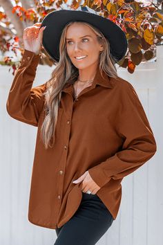 Feeling bold? The Burnt Orange Collared Front Button Long Sleeve Top brings all the autumn vibes with its rich hue and classic button-down style. It's the perfect mix of cozy and confident—just like you. Product code: CAA04D4J019KJ Features:  Woven Collared neckline Long sleeves Front buttons Patch pocket Wash Method: Regular Wash Material: 100%POLYESTER. Button Long Sleeve, Make Memories, Autumn Vibes, It's Fall, Fall Vibes, Burnt Orange, Long Sleeve Top, Patch Pocket, Like You