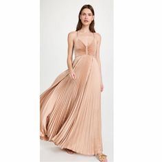 Alc Aries Satin Pleated Dress. Nwt. Size 8. Color- Beige. Retail- $800 This Dress May Be Called Gemini Dress. I Can’t Tell The Difference Btw The Aries Dress And The Gemini Dress. Beige A-line Cocktail Maxi Dress, Chic Champagne Floor-length Dress, Beige Maxi Length Cocktail Dress, Beige Pleated Maxi Dress For Party, Chic Beige Evening Dress, Feminine Beige Maxi Dress For Date Night, Chic Beige Pleated Maxi Dress, Beige Pleated Cocktail Dress, Chic Champagne Maxi Dress