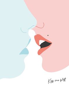 an illustration of two people kissing each other