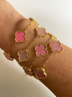 Clover Bracelet – Vita Ambita Gold-tone Plated Bracelets As Gift, Gold-tone Plated Bracelet As Gift, Rose Gold Plated Charm Bangle, Luxury Silver Plated Bracelets, Luxury Rose Gold Plated Charm Bracelet, Elegant Rose Gold Tarnish Resistant Charm Bracelet, Luxury Rose Gold Gold-plated Charm Bracelet, Elegant Pink Gold-plated Bracelets, Rose Gold Plated Jewelry With Bracelet Strap