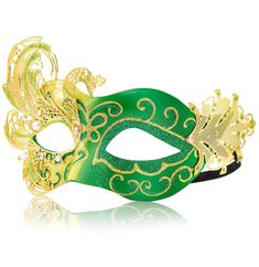 Green Masks For Carnival Costume Party, Green Eye Mask For Masquerade, Green Masquerade Mask For Mardi Gras, Green Masks For Masquerade Carnival, Green Mask For Masquerade Carnival, Green Masquerade Mask For Mardi Gras Party, Green Masks For Carnival Masquerade, Green Carnival Masks And Prosthetics, Green Masks For Mardi Gras Carnival