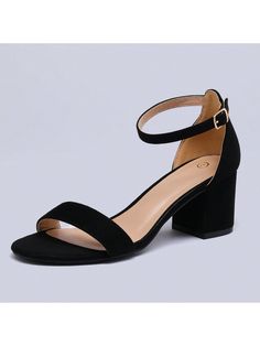 Women Chunky 2.25 Inch Low Heels Sandals Summer Solid Ankle Strap Wedding Shoes For Party Black Elegant,Glamorous,Sexy   PU Leather Plain Slingbacks,Ankle Strap   Women Shoes, size features are:Bust: ,Length: ,Sleeve Length: Small Black Heels, Black Short Heels, Black Casual Heels With 4-inch Heel, Casual Black Heels With 4-inch Heel, Black Low Heel T-strap Sandals For Summer, Black Low Heel T-strap Sandals, Black Ankle Strap Heels With 4-inch Heel, Black Heels With Bow, Ankle Strap Chunky Heels