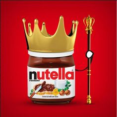 nutella peanut butter with a gold crown on top and a hook in the middle