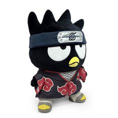 The Naruto Anime TV Series, based on the original Naruto manga comic book series by Masashi Kishimoto, has taken the world by storm. This Naruto and Sanrio crossover features Badtz-Maru dressed in a Naruto cosplay as Itachi. Plush measures 13" tall.