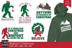 the bigfoot christmas svg files are available for cutting machines