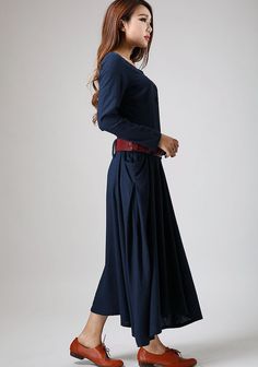 Maxi dress blue linen dress woman's long sleeve dress custom made long – XiaoLizi Blue Linen Long Sleeve Maxi Dress, Blue Linen Long Sleeve Dress, Blue Long Sleeve Linen Dress, Elegant Long Sleeve Blue Linen Dress, Elegant Blue Long Sleeve Linen Dress, Blue Linen Dress, Linen Dress Women, Women Long Sleeve Dress, Fashion Color