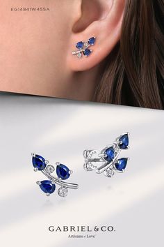 14K White Gold Diamond and Blue Sapphire Olive Branch Climber Earrings
EG14841W45SA Color Earrings, Climber Earrings, Jewelry Boards, White Gold Earrings, Olive Branch, Sapphire Earrings, Birthstone Jewelry, White Gold Diamonds