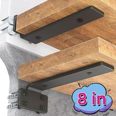 three wooden beams are attached to the ceiling in this image with an 8in logo above them