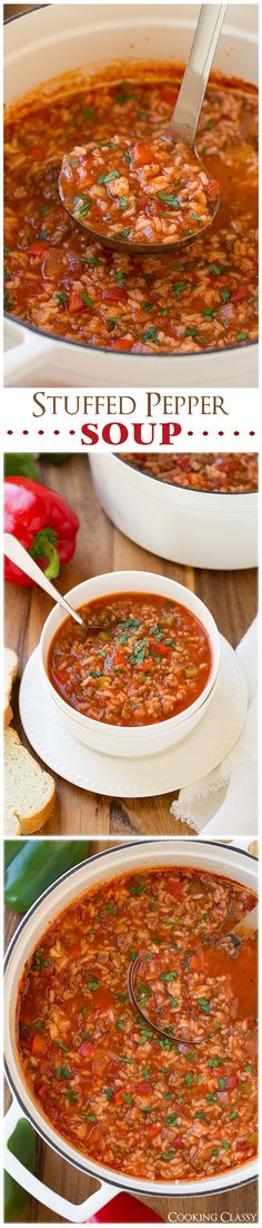 the steps in how to make stuffed pepper soup