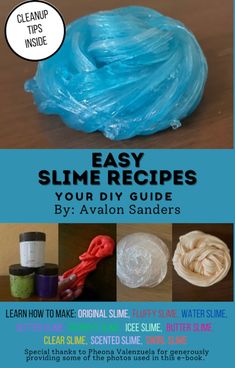 the instructions for how to make slime recipes with blue hair and rubber bands on it