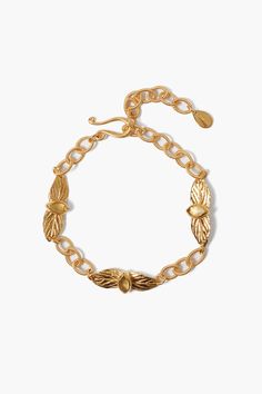 Beauty blooms from this classic gold bracelet featuring gold leaves framing shimmering citrine marquise stones. A modern essential to add to your collection. 18k gold plated sterling silver, citrine. 6 1/4" - 8 1/4" adjustable. Handmade in Vietnam. Bridal Wrap, Gold Leaves, Gold Dipped, Classic Gold, Luxe Gifts, Anklet Jewelry, Fine Jewellery Necklace, Silver Pearls, Gold Plated Sterling Silver