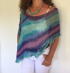 Knit Top Summer, Loose Knit Top, Summer Poncho, Alpaca Poncho, Stile Boho Chic, Knit Poncho Sweater, Poncho Dress, Summer Cover Up, Knit Shawl