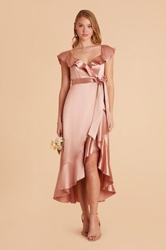 James Rose Gold Satin Midi Dress | Birdy Grey Taupe Bridesmaid, Rose Gold Bridesmaid Dress, Mauve Bridesmaid Dress, Taupe Bridesmaid Dresses, Midi Bridesmaid Dress, Rose Bridesmaid Dresses, Champagne Bridesmaid Dresses, Gold Bridesmaid Dresses, Birdy Grey