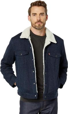 #ad Premium Levi's Mens Premium Type III Herringbone Sherpa Trucker Jacket 163650194, Fashion Mens Jackets Levis Sherpa, Sherpa Trucker Jacket, Confident Style, Dark Indigo, Fashion Mens, Trucker Jacket, Levis Men, Herringbone, Vest Jacket