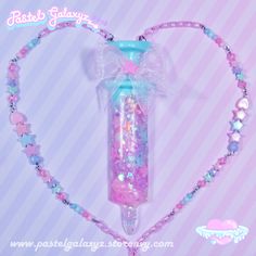 Killer Cutie grab your syringe and start stabbing!  Inspired by menhera kawaii style, this super cute necklace will bring out your inner magical nurse and scream dreamy nightmares to life! The each syringe is filled with yummy candy shapes accompanied by a secrete surprise charm! Each resin piece is cast by hand, domed, and sealed with magical twinkle syrup! . No pendant is exactly alike but are especially unique and truly one of a kind jewelry from the Galaxyz!   ☆彡Handmade from high quality ep Menhera Outfits, Mikan Cosplay, Hospital Core, Menhera Fashion, Candy Shapes, Uchuu Kei, Yummy Candy, Goth Princess, Promise Bracelet