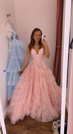 Barbie Doll Outfit Ideas, Pagent Dresses, 2023 Prom, Formal Prom Dresses Long, Ruffle Prom Dress, Pink Ball Gown, Prom Dresses Long Pink, Princess Prom Dresses, Long Formal Dress