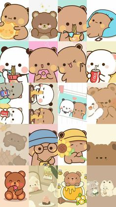 many different pictures of teddy bears with various expressions