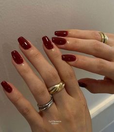 Red Subtle Nails, Andria Barbone Ring, Dark Red Nails Acrylic Coffin Short, Coffin Shape Red Nails, Red Acyrilics Nails, Subtle Red Nails, Corporate Nail Designs, Best Nail Color For Pale Skin, Nails For Red Dress Ideas