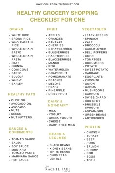 healthy grocery shopping checklist for one person with the words, healthy grocery shopping checklist for