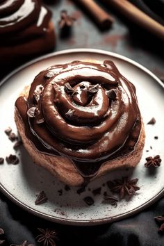 Chocolate Cinnamon Rolls Chocolate Cinnamon Rolls, Chocolate Rolls, Brioche Dough, Sweet Roll Recipe, Chocolate Roll, Baked Rolls, Roll Recipes, Chocolate Glaze, Chocolate Filling