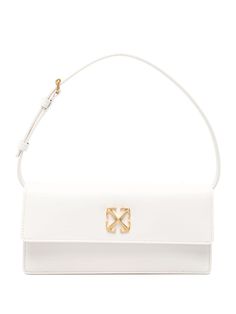 white calf leather signature Arrows motif foldover top slip pocket to the rear adjustable shoulder strap main compartment internal slip pocket contrast lining gold-tone hardware concealed magnetic fastening Off White Bag, Color Dust, White Bag, Calf Leather, Diva, Shoulder Strap, Bag Lady, Off White, Shoulder Bag