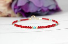 Red Bracelet,Tiny Red Coral Bracelet,Beaded Bracelet,Tiny Stones Beaded Bracelet,Stacking Bracelet,Beaded Bracelet For Woman,Gift for her by vasanaa on Etsy Red Beaded Dainty Jewelry, Red Dainty Jewelry With Round Beads, Dainty Red Round Bead Jewelry, Dainty Red Round Beaded Jewelry, Red Dainty Round Beaded Jewelry, Minimalist Red Beaded Bracelet With Tiny Beads, Red Beaded Friendship Bracelets, Dainty Red Beaded Bracelets With Tiny Beads, Minimalist Red Beaded Bracelets As Gift