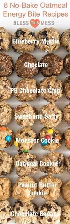 an image of cookies and muffins on a baking rack with the words, energy bites