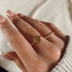 Personalized Birth Flower Ring Custom Dainty Ring Everyday | Etsy Dainty Hypoallergenic Initial Ring For Everyday, Valentine's Day Elegant Midi Rings, Dainty Engraved Ring For Everyday, Dainty Tiny Initial Ring, Dainty Rose Gold Initial Ring, Minimalist Initial Ring For Valentine's Day, Minimalist Personalized Heart Ring For Anniversary, Dainty Rings With Initials For Everyday, Minimalist Heart Initial Wedding Ring