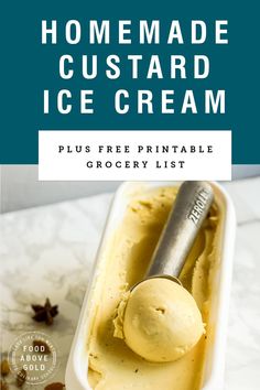 homemade custard ice cream in a white container