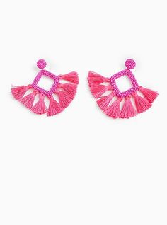 Shimmy and shake your way through the summer with these tassel-trimmed diamond earrings that feature a post-back closure. Post back. Man-made materials. Imported. The best plus size women's hot pink diamond beaded tassel earrings in pink. Flamenco Dancing, Beaded Tassel Earrings, Beaded Tassels, Pink Diamond, Tassel Earrings, Diamond Earrings, Crochet Earrings, Tassels, Hot Pink