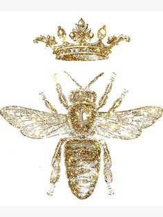 a bee with a crown on it's back, and the image is drawn in gold