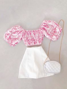 Crop Top Rosa, Feminine Pink Crop Top, Pink Feminine Crop Top With Ruffles, Cropped Rosa Pink, Farm Style