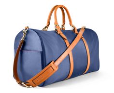 Monaco Weekender - Navy and Tan Umbrella Holder, Frequent Traveler, Overnight Bag, Weekender Bag, Monaco, Umbrella, Duffle Bag, Navy, Handbags