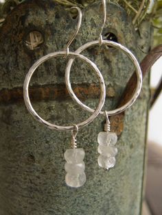 Sterling Silver Hoops Earrings With Gemstones, Rainbow Moonstone Earrings, Hammered Hoops, Boho Hoop Hammered Moonstone Jewelry For Gift, Sterling Silver Hoop Crystal Earrings For Gift, Silver Hoop Jewelry With Gemstone, Silver Gemstone Hoop Jewelry, Nickel-free Sterling Silver Crystal Earrings For Everyday, Everyday Nickel Free Sterling Silver Crystal Earrings, Silver Gemstone Small Hoop Earrings, Silver Hoop Earrings With Gemstone, Silver Dangle Hoop Earrings With Gemstones