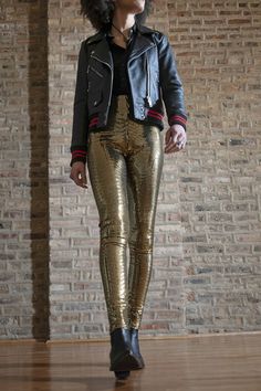 Fever + Baron + Addison + Chicago Common Brick. You know if you know. Metallic Fitted Bottoms For Winter, Gold Leggings, High Rise Leggings, High Rise Jeans, Chicago, Fashion Inspo, Leggings, Collage, Gold