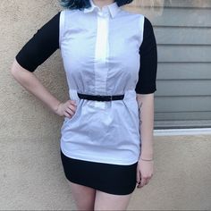 Maison Martin Margiela Button Up Shirt Dress With A Belt. Can Be Worn As A Long Button Up With Jeans Underneath Or As A Dress. Euro Size 38 Approximately Equivalent To A Us Size 6/8, Please See Measurements. Bought At Intermix. Never Worn Before, With Tags Still Attached! Flaws: Belt Has Some Creasing As Shown. Waist/ Bust- 17 Inches Hips- 19 In. Shoulder To Hem/Bottom- 33 In. Width Of Sleeves- 8 In. Length Of Sleeves- 11 In. Measurements Taken Laid Flat Model Is A Size 6/8, Height 5’6 Classic Mini Dress With Buttons For Daywear, Classic Button-up Shirt Dress For Office, White Collared Shirt Dress For Work, Classic Fitted Mini Shirt Dress, Classic Mini Shirt Dress For Office, Fitted Mini-length Shirt Dress For Office, Fitted Mini Shirt Dress For Office, Classic White Button-up Dress, Fitted Workwear Shirt Dress With Placket