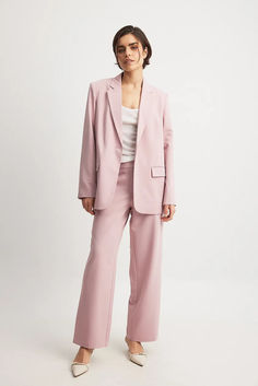 Oversized One Button Blazer Pink Business Blazer With Hidden Button Closure, Pink Blazer With Notch Lapel And Hidden Buttons, Pink Notch Lapel Blazer With Hidden Button Closure, Pink Office Blazer With Welt Pockets, Pink Single Button Blazer For Business, Pink Single Button Business Blazer, Classic Pink Blazer With Notch Lapel, Pink Lapel Collar Blazer For Business, Tailored Pink Blazer For Business Casual