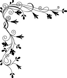 an artistic black and white design with vines on it's side, in the shape of a frame